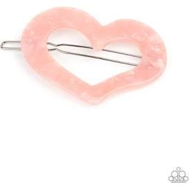 Paparazzi Accessories HEART Not to Love Pink Hair Clip